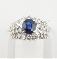 [二手正品] 藍宝石1.68克拉.附石鑽1.04克拉 18k白金 鑽石戒指 11