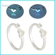 HAP 2 Pack Glowing Heart Adjustable Rings Luminous Wedding Rings Aesthetic Y2K Rings