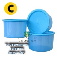 ★ TUPPERWARE ONE TOUCH SET C. [BLUE] 600ML X3 TOPPER CANISTER 100% Authentic ★