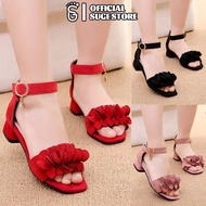 SUGE Sandals For Kids Girl Princess Red Doll Shoes Soft Bottom Girl High Heels