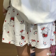 [SG SELLER] Cute Hello Kitty Shorts Comfortable Shorts Pajama Pants High Waist Home Wide Leg Shorts 