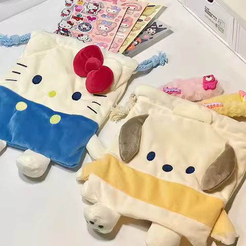 Sanrio Hello Kitty Storage Bag Kawaii Pochacco My Melody Travel Small Makeup Bag Drawstring Portable