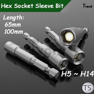 TS 65/100mm Length H5 H6 H7 H8 H9 H10 H11 H12 H13 H14 Hexagon Deepening Socket Deepening Hexagonal E