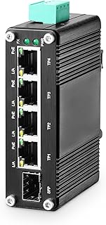 MokerLink 5 Port Gigabit Industrial Solar Battery UPS PoE Switch, Input DC9V-54V to Output DC48V, IE