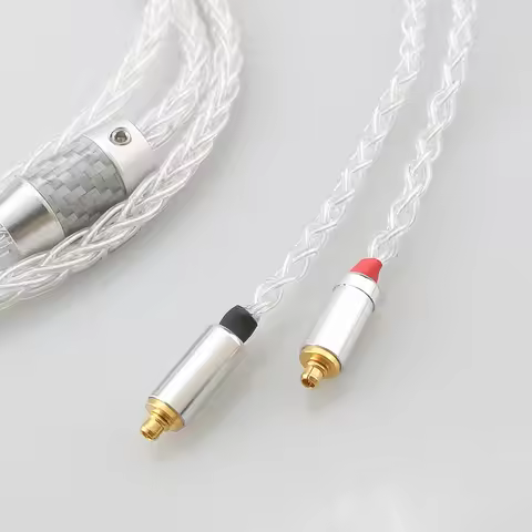 HIFI Pure Silver Earphone Headphone Cable 2.5mm/3.5mm 4.4mm XLR Balanced 8 Cores Upgrade for MMCX AK