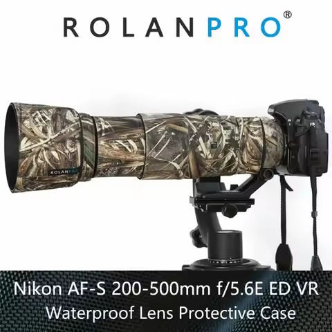 ROLANPRO Lens Camouflage Coat Rain Cover for Nikon AF-S 200-500mm f/5.6E ED VR Lens Protective Case 