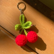 GANTUNGAN [el.crosye] Cherry Knitted Keychain | Cherry Crochet Keychain | Amigurumi Cherry