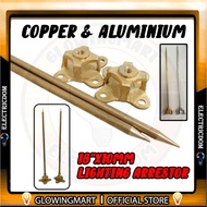 HP 18" Copper Lightning Arrestor c/w Base 10mm & 18" Aluminium Lighting Arrestor c/w Base 10mm full 