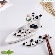 Creative Cartoon Panda Ceramic Chopstick Holder Chopstick Holder Tableware Cute Household Chopstick 