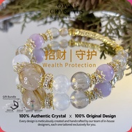 【OwniCrystals】Increase Wealth & Luck & Cash TOTO 4D Gold Rutilated Quartz Moon Stone kunzite Natural