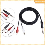 [BlesiyaedMY] 6.35 mm to 2RCA Cable Splitter Cable Interconnect 35 mm for Gold- DJ Stereo Cable