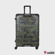 【CROWN 皇冠】日本同步款 獨特箱面手把 27吋 行李箱 悍馬箱- 迷彩綠