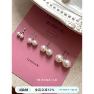 Suzyacc kr 999 Pure Silver Pearl Earrings Gentle High-End Strong Light Earrings Simple Temperament C