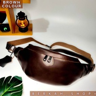 Tas Pinggang Selempang Waistbag Pria Kulit - Slempang Waist Bag Weistbag Multifungsi Kulit Aslii Pri