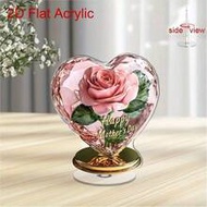 1pc 2D Rotatable Acrylic Desktop Decor, With A Beautiful Rose In The Center And Engraved Mother's Da