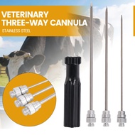Veterinary Three-Way Cannula Stainless Steel Trocar Needle Kit for Cattle Livestock Rumen Puncture F