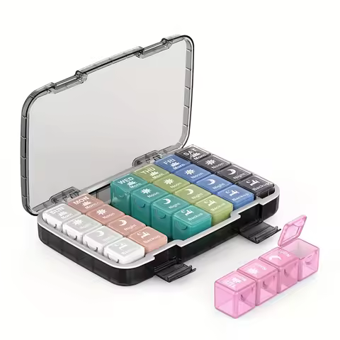 Weekly Pill Organizer 4 Times per Day, 28 compartments Large Pill Organizer, Moisture-Proof and Wate