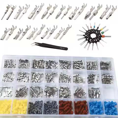 729pcs Automotive Pin Connectors,1/1.5/1.8/2.2/2.3/2.8/3.5mm VW Pin Terminal,Non Insulated Female Ma