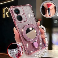 Case for vivo Y78 Y78+ phone casing Transparent soft shell glitter makeup mirror