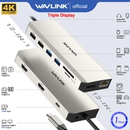 Wavlink 12-In-1 USB C Triple Monitor Extension Docking Station 85W PD Charging Dual 4k HDMI Type-C Hub With Multiport Dual 4k Hdmi 4k DP 100W PD In 5Gbps USB3.0 USB2.0 Rj45 SD/TF Slots Audio/Mic For Macbook/Dell/Hp/Lenovo Laptop