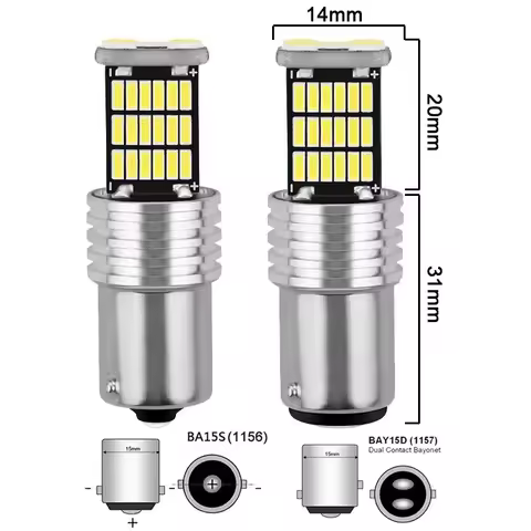 2Pcs 1156 BA15S P21W LED BAU15S PY21W BAY15D LED Bulb 1157 P21/5W R5W 45pcs 4014SMD Auto Lamp Bulbs 
