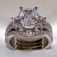 2023 Vintage 10K White Gold 3ct Lab Diamond Ring sets 925
