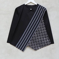 blouse batik lurik kawung hitam kombinasi katun nia