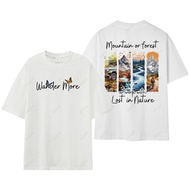 Molisa เสื้อยืดแฟชั่นวัยรุ่น Oversize T-Shirt Printed หน้า-หลังสกรีนลาย Wander More Cotton100% 68243