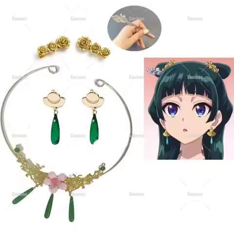 Anime The Apothecary Diaries Maomao Cosplay Wig Necklace Earrings Hairpins Mao Mao Women Girls Hallo