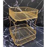 Multi-purpose shelf, sultan gold 2-tier shelf