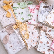 Muslin Bucket Blanket 4 Layers 2 Sides Win Pattern for Baby - Cool Air Conditioning Blanket 95x105cm