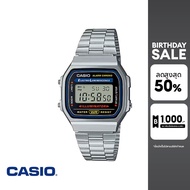 CASIO นาฬิกาข้อมือ CASIO รุ่น A-168WA-1Q วัสดุสเตนเลสสตีล สีเงิน
