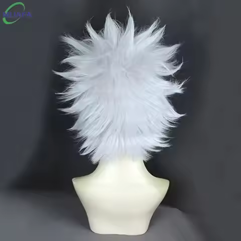 CyHigh Quality Anime Hunter Killua Zoldyck Cosplay Wig 30cm Short Silver White Heat Resistant Synthe