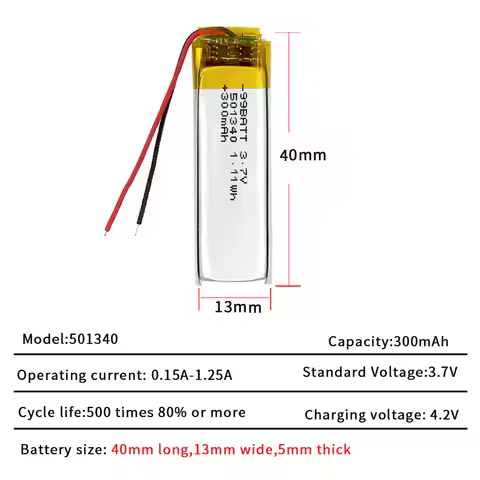 501340 501440 Lipo Battery 3.7V 300mAh Lithium Ion Polymer Batteries for TWS Bluetooth Headset Point
