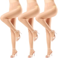 3 Pairs Toeless Pantyhose for Women 20D Sheer Tights Open Toe Stockings with Control Top