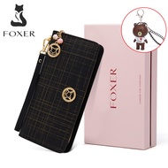 FOXER Brand Women Cow Leather Wallet Simple Coin Purses Fashion Zipper Long Wallets Female Clutch Ba