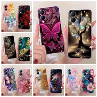 For Vivo Y17s Case Luxury Butterfly Tree Painted Cover 6.56'' Soft Slim Phone Case For Vivo Y17s Y 1