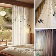 (Large Size) High Quality Chiffon Curtains (No rods) with Swallow, Wood, Vintage Patterns, main door