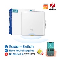 MORE White 1 Button Smart Switch Motion Sensor Tuya ZigBee 3.0 Radar Motion Sensor Switch Sensing No