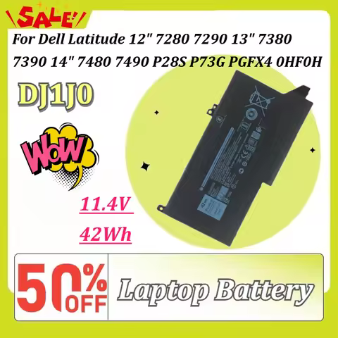 DJ1J0 11.4V 42Wh Laptop Battery for Dell Latitude 12" 7280 7290 13" 7380 7390 14" 7480 7490 P28S P73