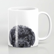 Cute black toy poodle glass mug