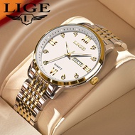 LIGE Fashion Casual Man Watch Luxury Stainless Steel Waterproof Luminous Business Chrongraph Quartz 