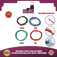MICRO PC SOLID WIRE 22 AWG (1-meter per ORDER), ELECTRIC COPPER CABLE, BEST FOR LED / AUDIO WIRING