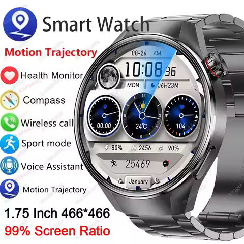 G5 Plus Smart Watch Men Watch 5 Pro 99% Ratio AMOLED Screen Compass BT Call GPS Trajectory Heart Rat