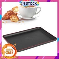 Globedealwin A sixx Serving Tray  Anti‑Skid 3 Sizes Wood Grain/Black Rectangular Coffee Table for Ho