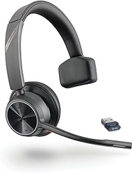 Poly - Voyager 4310 UC Wireless Headset (Plantronics) - Single-Ear Headset with Boom Mic - Connect to PC/Mac via USB-A Bluetooth Adapter, Cell Phone via Bluetooth - Works with Teams, Zoom &amp; More,Black