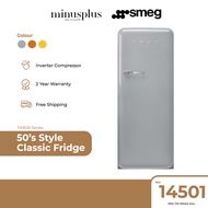 Smeg Inverter Electronic Control 50's Style Refrigerator 270L Classic Fridge (Silver / Orange / Yellow) - FAB28 Series