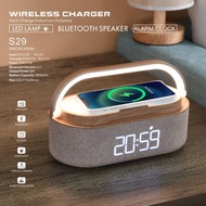 Wireless Charger Alarm Clock Bluetooth Speaker LED Smart Digital Clock USB Fast Charger Desktop Cloc
