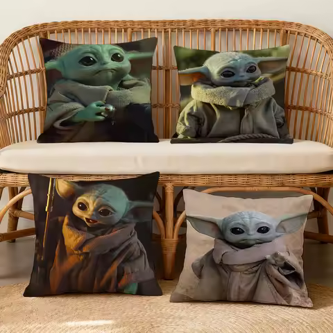 S-StarS W-WarsS Grogu Cushion Cover Square Decorative Throw Pillow Case Sofa Bed Living Room Anniver