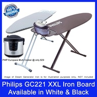 Philips GC221 Ironing Board | XXL Version | Available in White and Limited Edition Black | Made for 